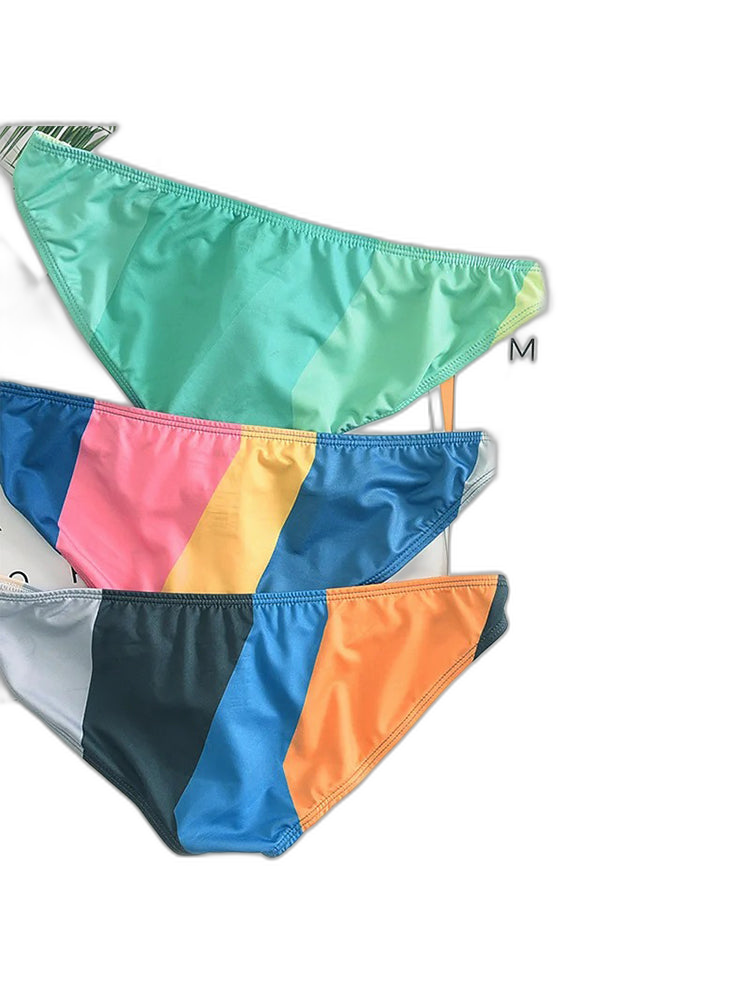 2 Pack Men's Low-Rise Color-Blocking Bikini