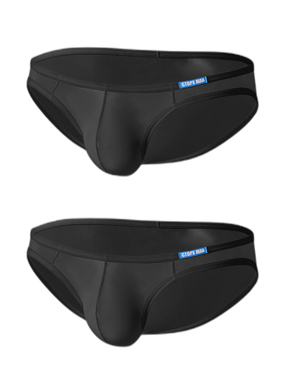 2 Pack Men's Thin Ice Silk Face Mask Fabric U-Convex Sexy Semi-Transparent Bikini