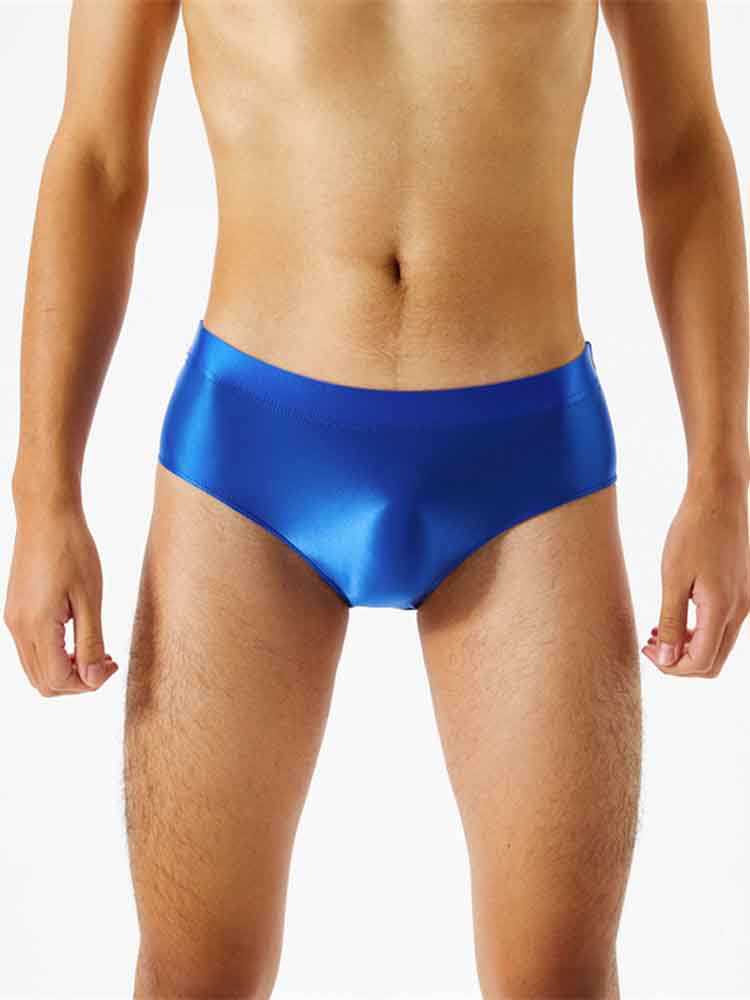 Men's Solid Color Glossy Elastic Briefs