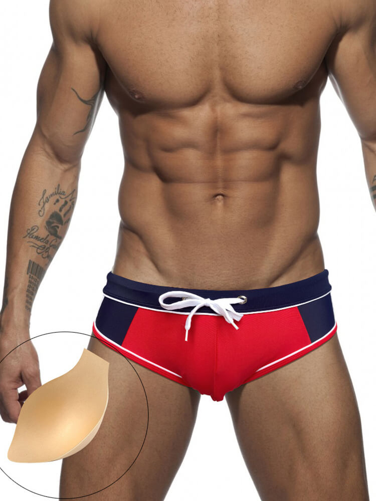Men's Colorblock Drawstring Low-Rise Swim Briefs