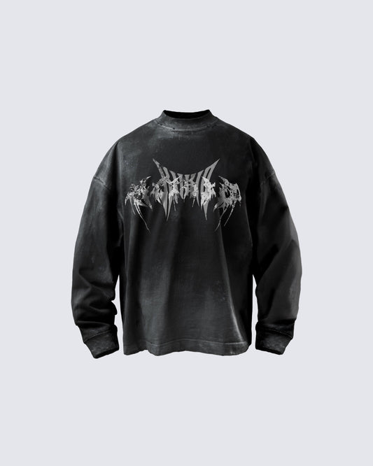 KIIKIO Vintage Washed Graphic Long-Sleeve Tee