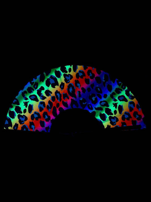 Fluorescent Laser Leopard Print Bar Disco Fan
