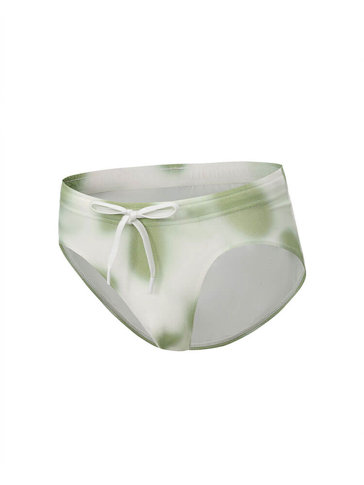 Men's Mottled Print Drawstring Swim Briefs