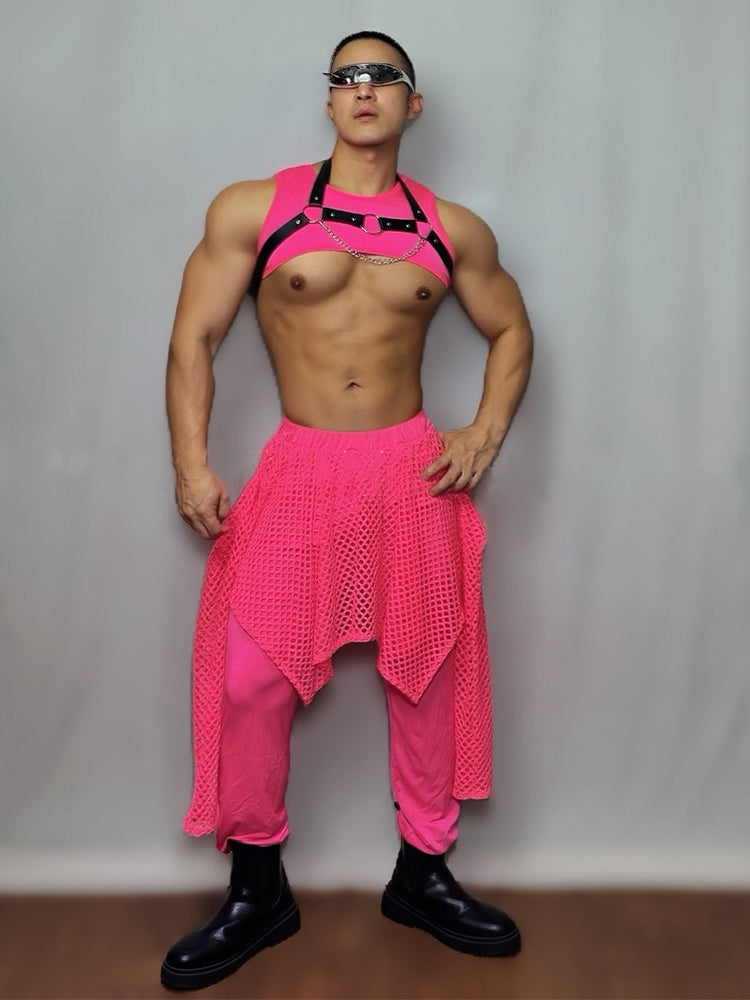 Men's Sexy Hip Hop Solid Performance Costume Set