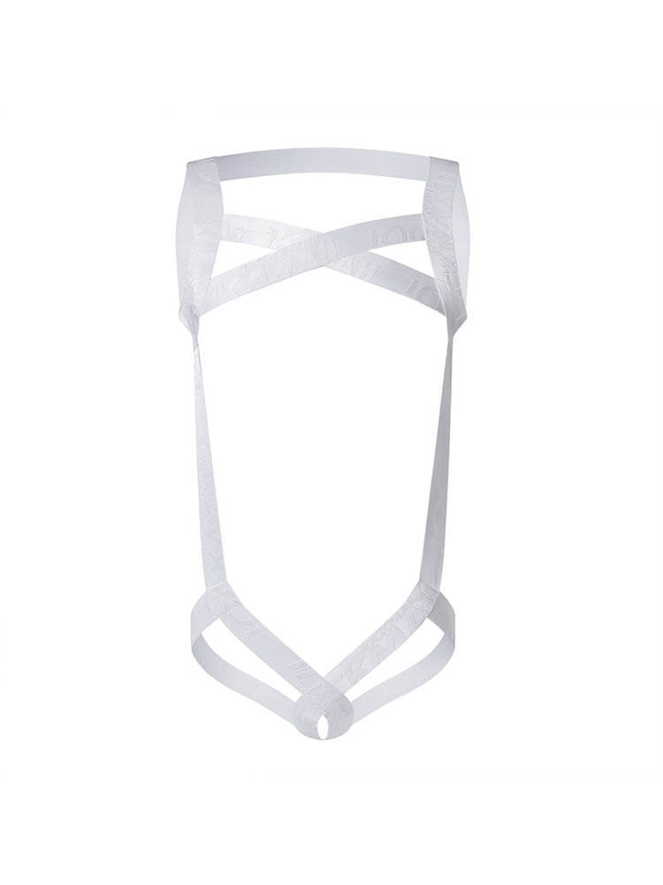 Men's Solid Sexy Hollow Ring Thong Bodysuit