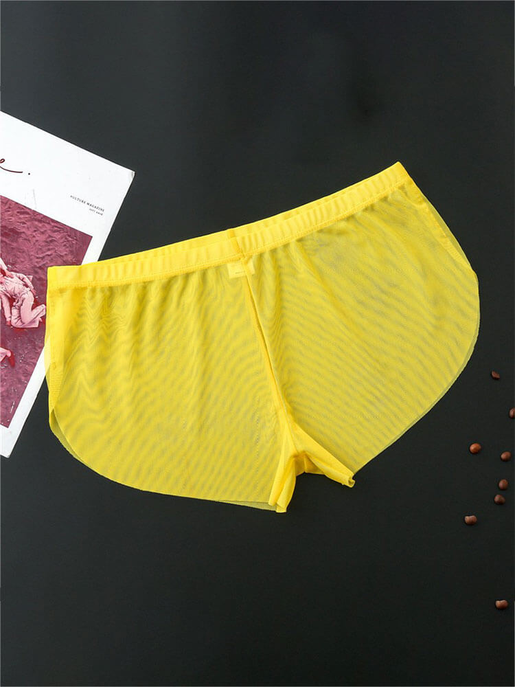 Men's Solid-Color Side Slits Ice Silk Boxer Briefs