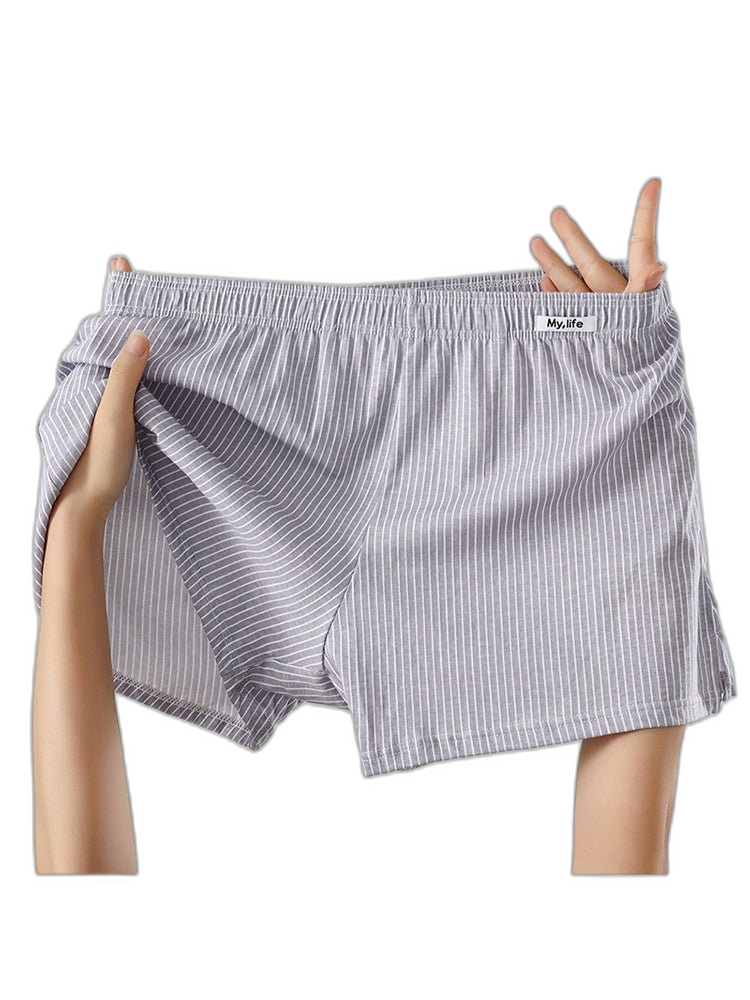 4 Pack Men's Pure Cotton Loose-Fit Antibacterial Home Sleep Boxer Shorts