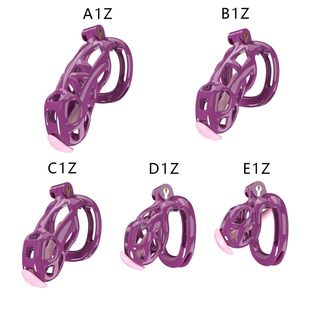 3D Printed Male Chastity Cage with Lock & 5 Rings – Resin Virginity Device with Strap for Men