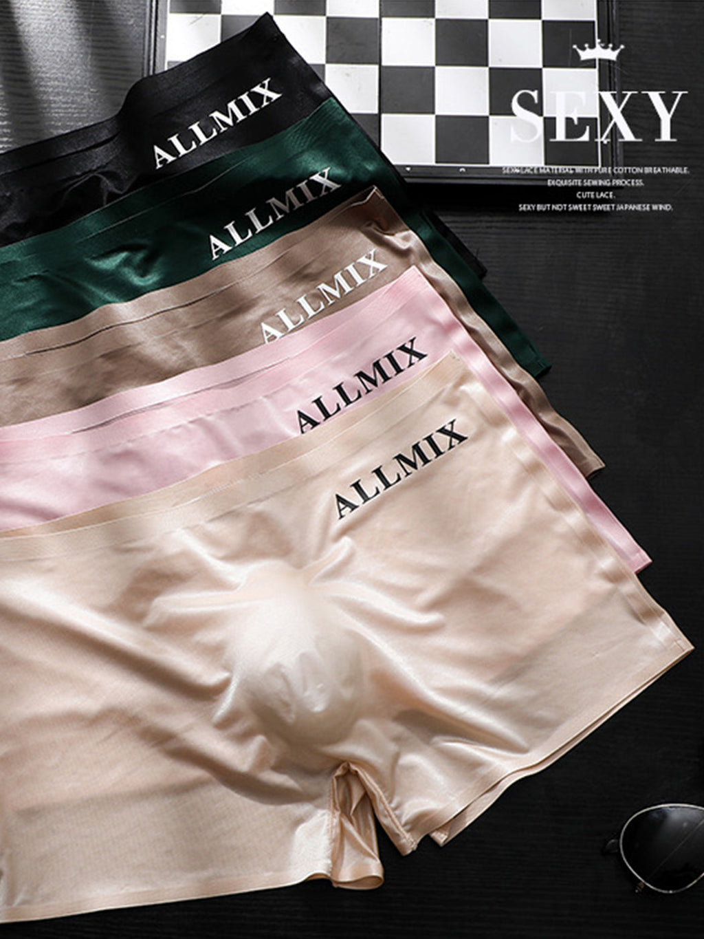 2 Pack ALLMIX Men's Seamless 3D Convex Pouch Trunks