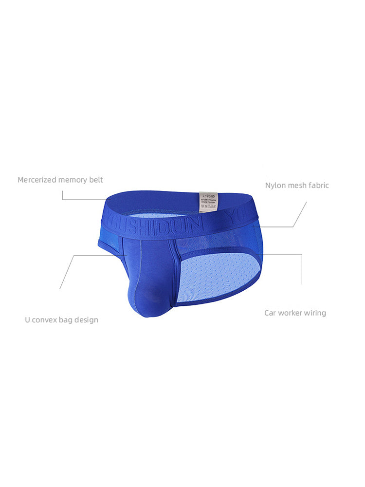 2 Pack Men's Low Rise Mesh Large Pouch U-convex Breathable Comfortable Briefs