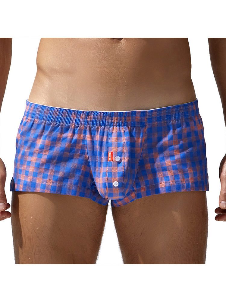 Men's Low-Rise Plaid Sexy Pouch Boxers