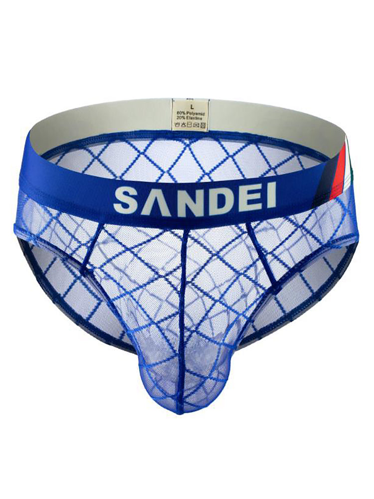 3 Pack Men's Low-Rise Lace Sexy Mesh Briefs And Thongs