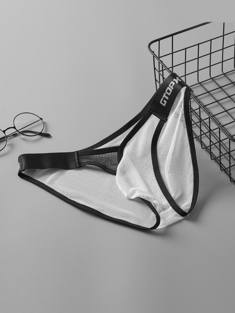 2 Pack Men's U-Pouch Sheer Mesh Briefs