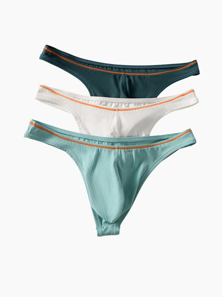 4 Pack Men's Low-Rise Solid Thongs with Reinforced Edging