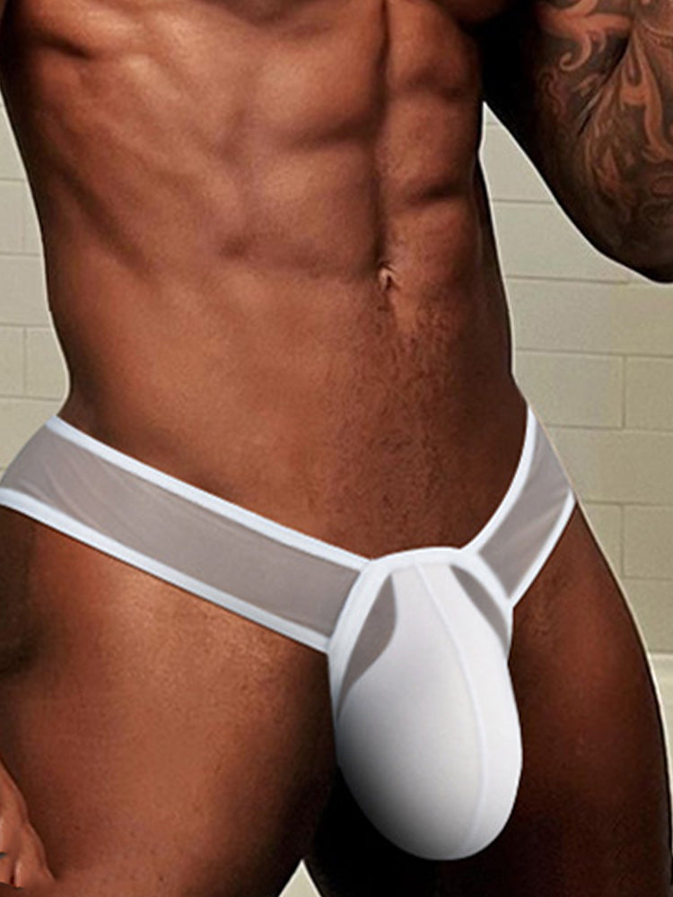 2 Pack Men's Sexy See-Through Triangle Y-Shaped Sleep Briefs