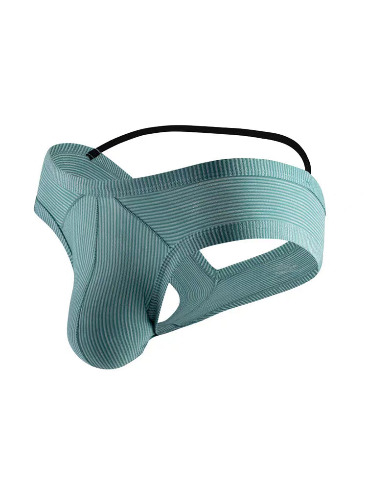 2 Pack Men's Low Rise Back Hollow 3D U-convex Large Pouch T-Back Briefs