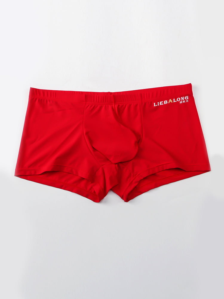 3 Pack Men's Breathable Ice Silk Double-Layered Big Pouch Sexy Boxer Briefs