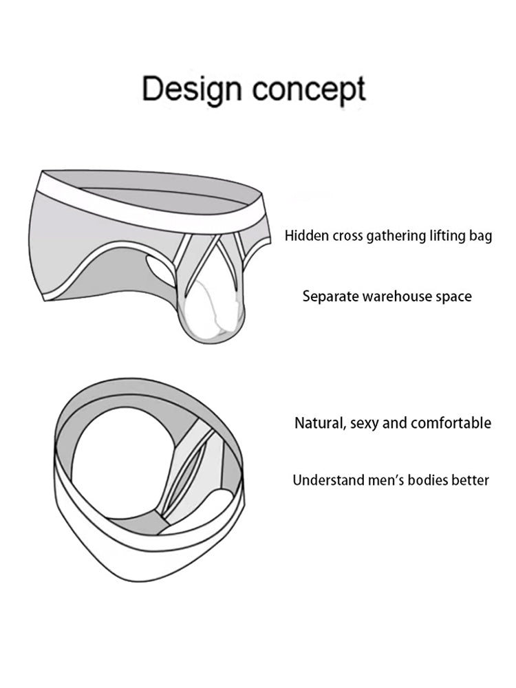 3-pack Men's Low-rise Compartment Lift Independent Pouch Briefs