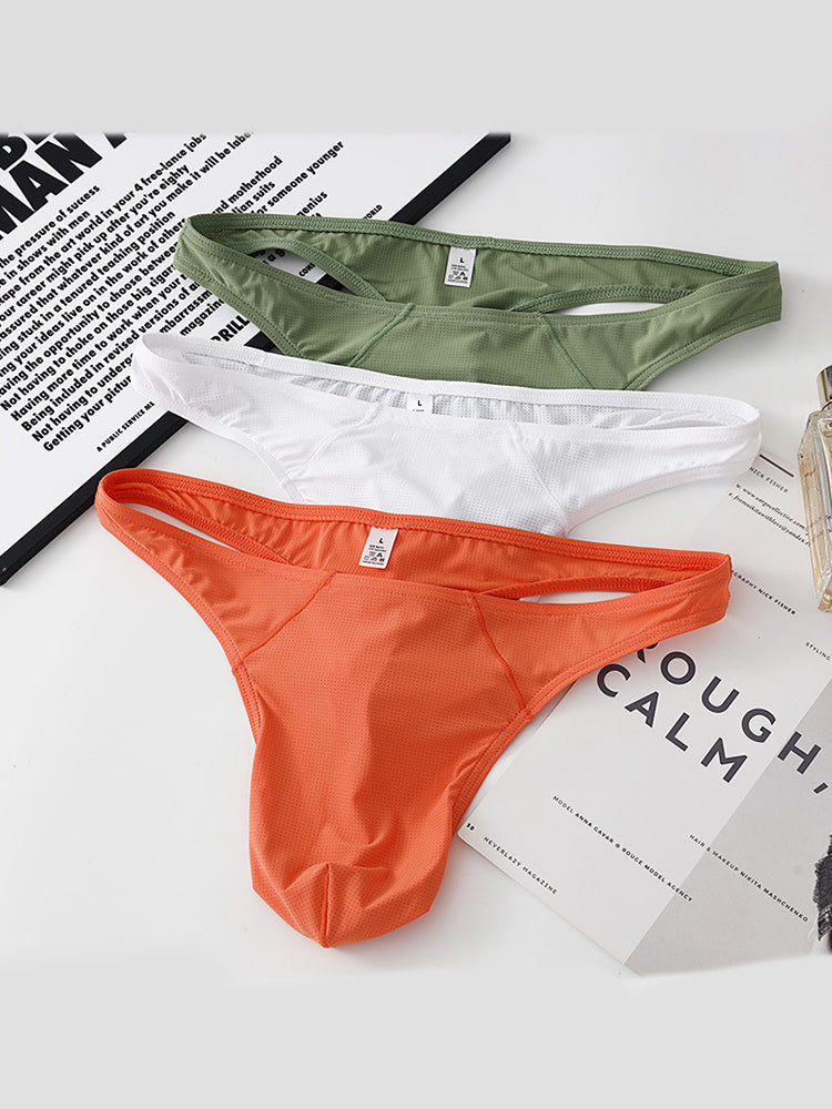 3 Pack Men's Low-Rise Performance Thong - Breathable Mesh & Smooth Fabric