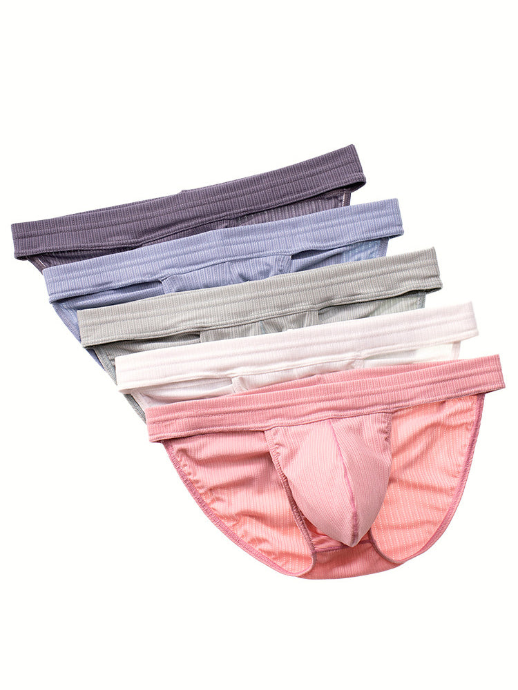 3 Pack Men's Threaded Fabric Briefs with U Convex Pouch