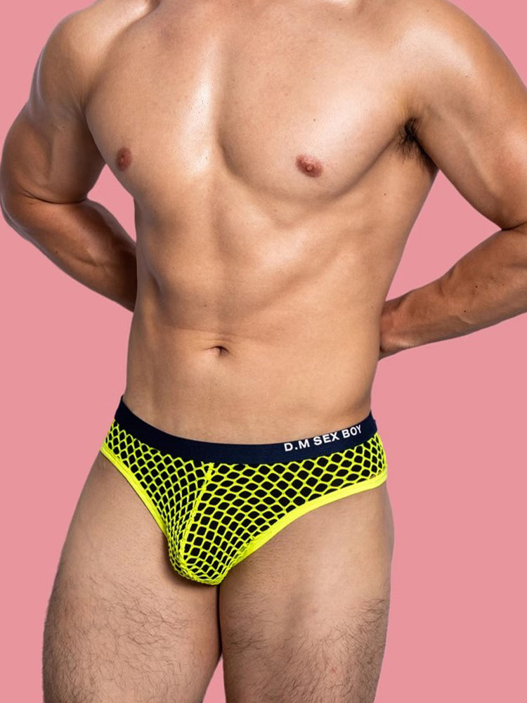 3 Pack Men's Low-Waist Sexy Big Mesh Breathable Transparent Sports Briefs