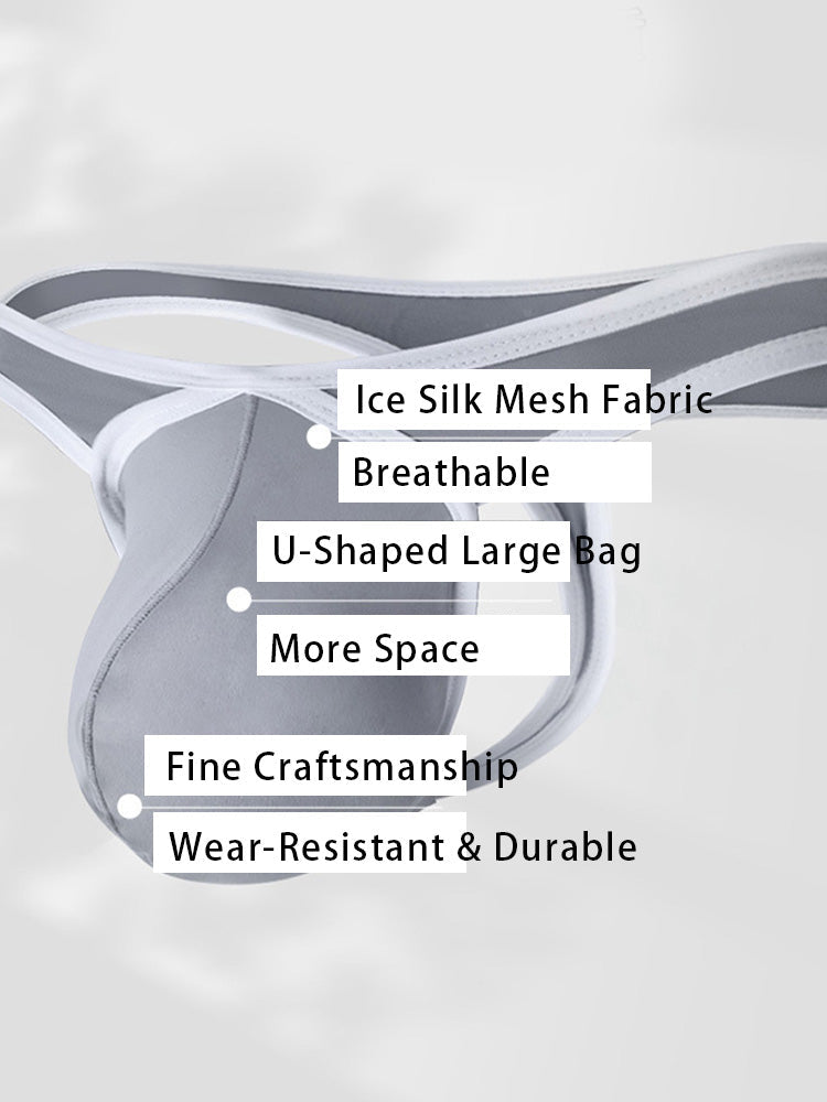 4 Pack Men's Low-Rise Sexy Narrow-Band Cooling U-Convex Breathable Comfortable Thong