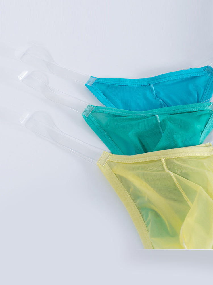 2 Pack Men's Sexy Seamless Semi-Transparent Thong & Strings