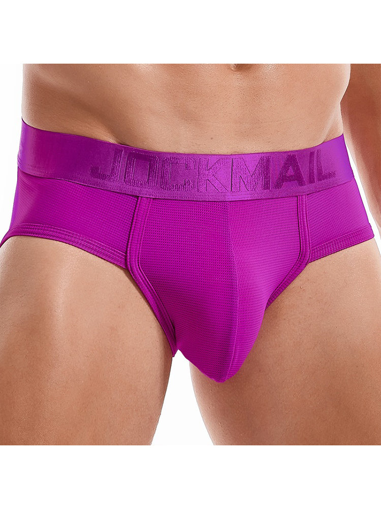 Men's Solid Color Mesh Breathable Sports Fitness Briefs