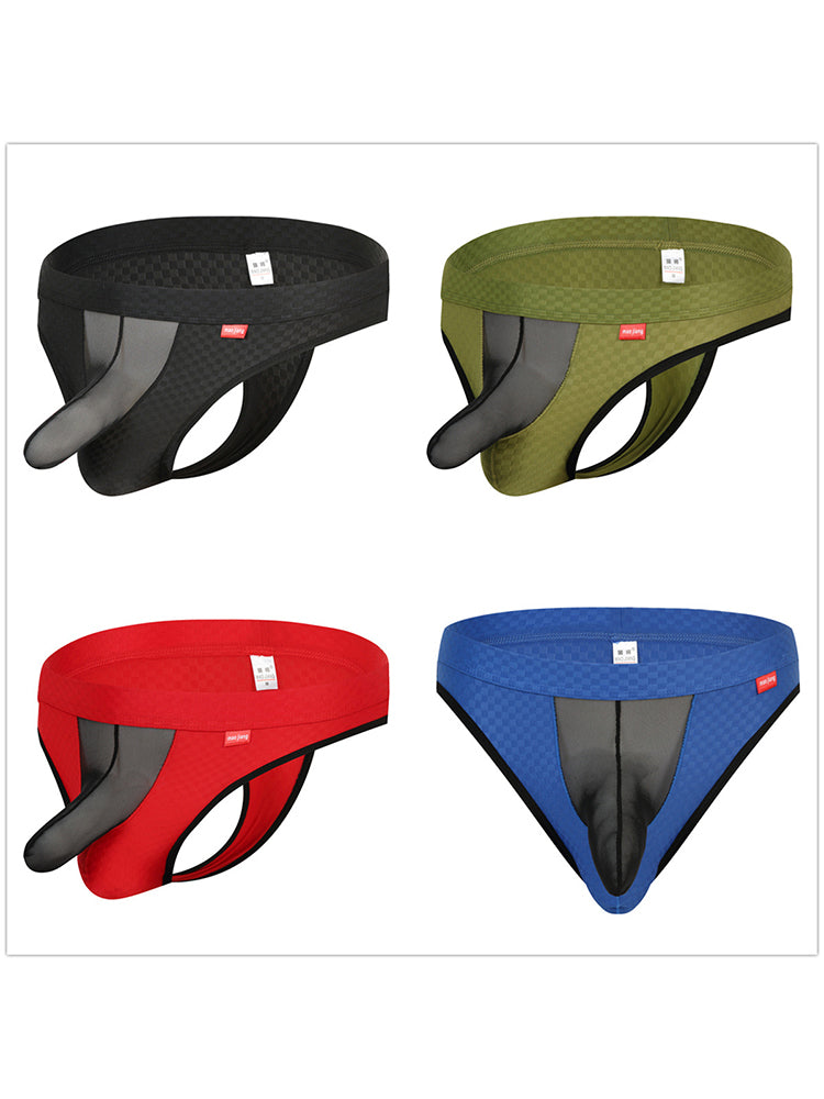 2 Pack Men's Sexy Thongs with Transparent Elephant Trunk