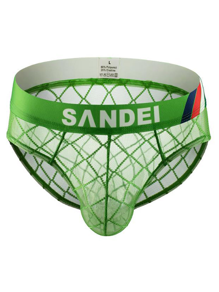 3 Pack Men's Low-Rise Lace Sexy Mesh Briefs And Thongs