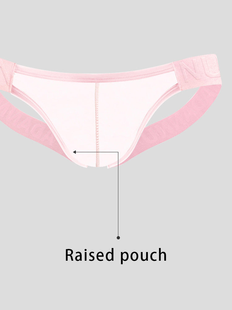 2 Pack Men's Sheer No-Waistband Jockstrap with Textured Pattern