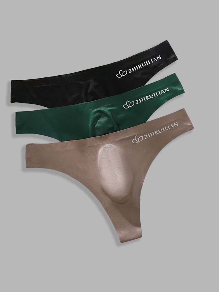 4-pack Men's Sexy Solid Color Letter Seamless Thong