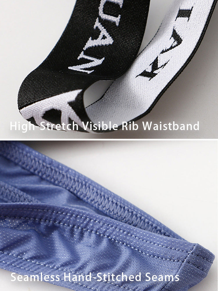 3 Pack Men's Sexy Ice Silk Mesh Breathable Erotic Thong & Strings