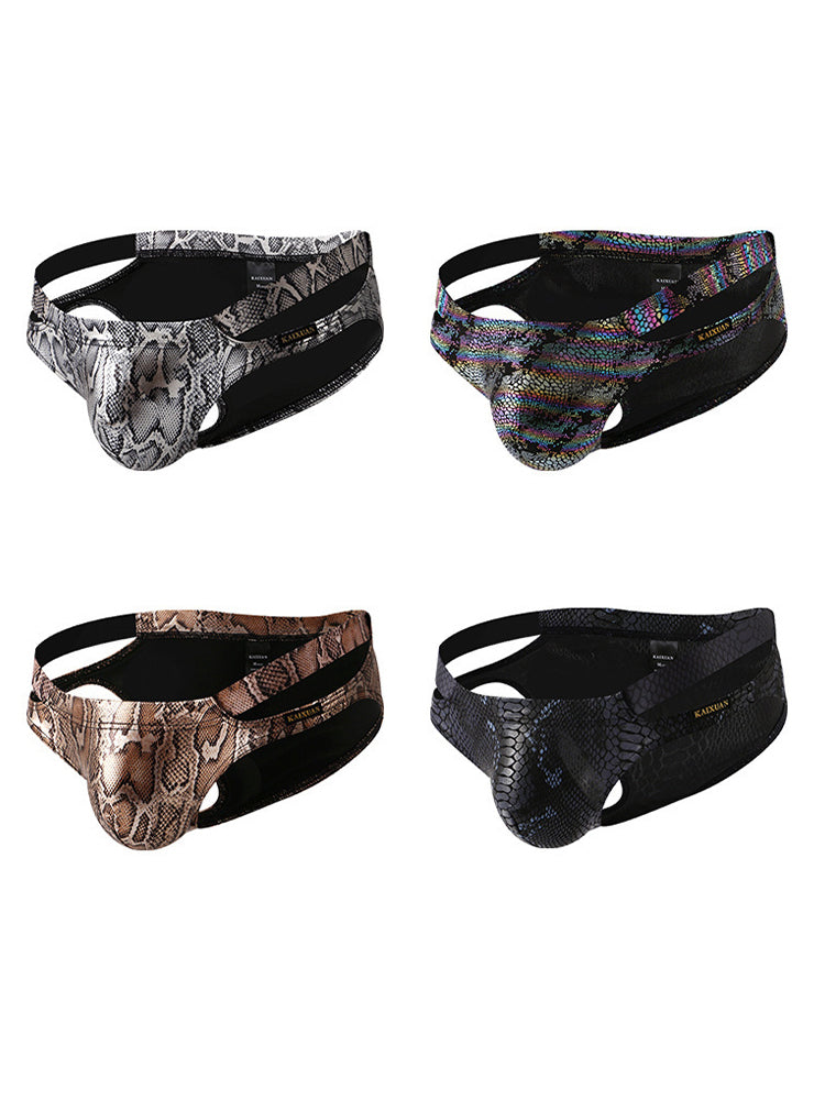 2-pack Men's Snake Print Hollow Briefs