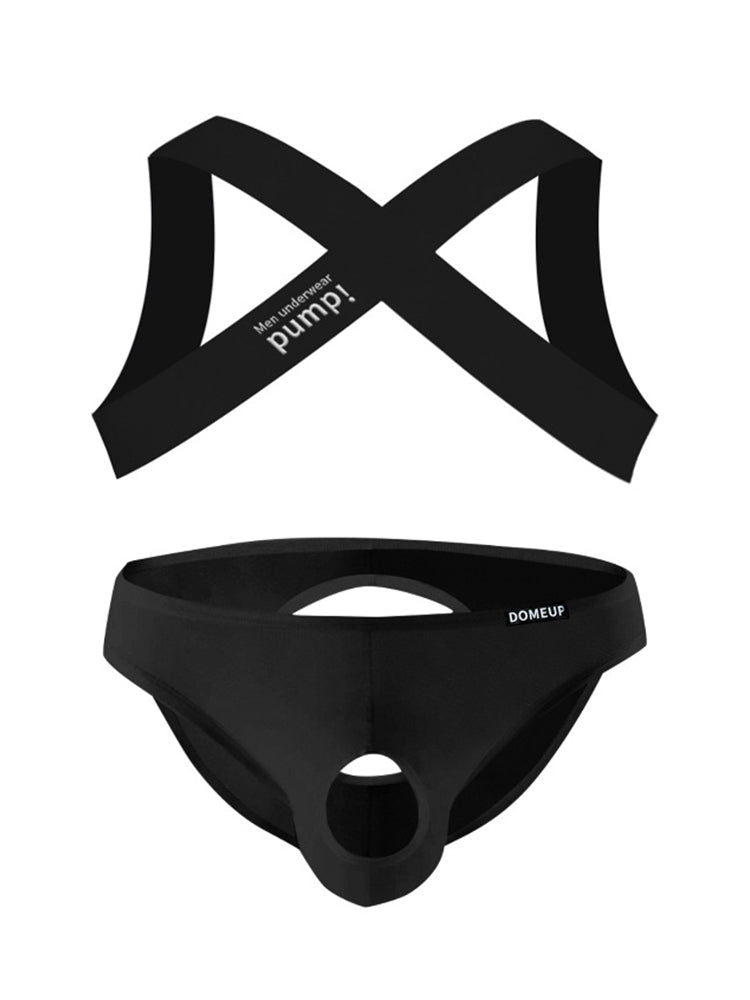 Men's Athletic High-Elasticity Compression Activewear Shoulder Strap & Underwear