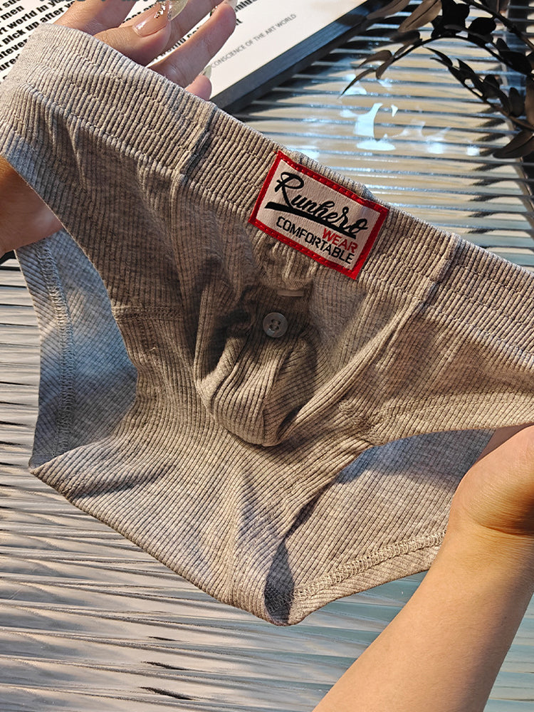 2 Pack Men's Premium Comfortable Fabric Low-Rise U-Shaped Button Fly Briefs