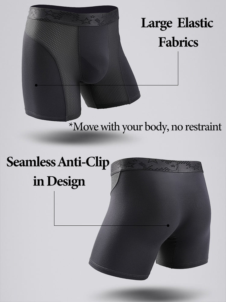 Men's Long Anti-Chafing Athletic Boxer Briefs