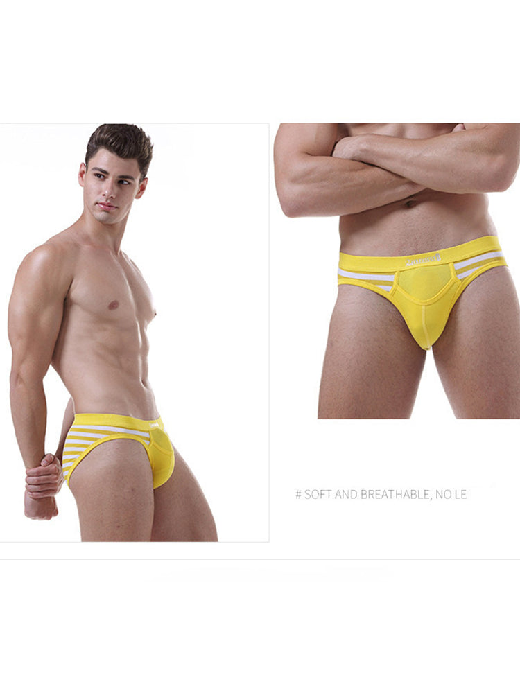 3 Pack Men's Mid-Rise Cotton Striped Briefs