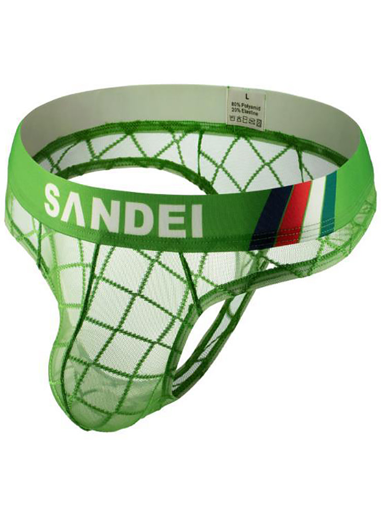 3 Pack Men's Low-Rise Lace Sexy Mesh Briefs And Thongs