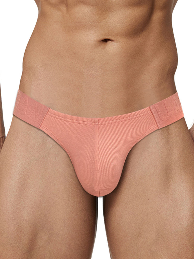 2 Pack Men's Low-Rise High-Cut Ribbed Cotton Bikini