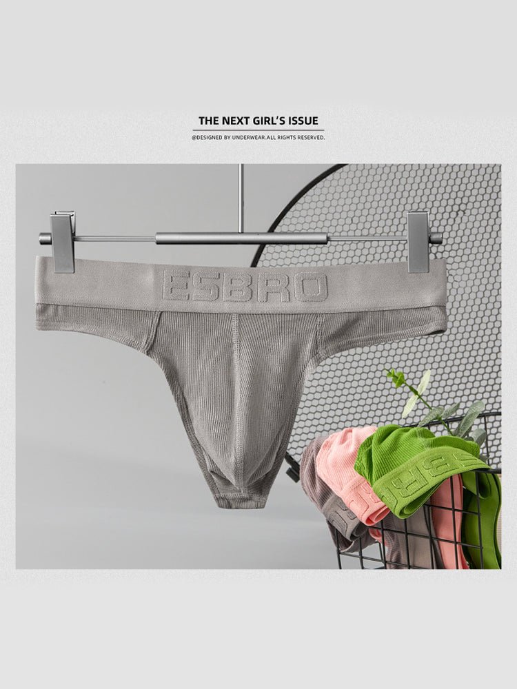 2 Pack Men's Ribbed Butt-Lifting U-Pouch Sexy Thong