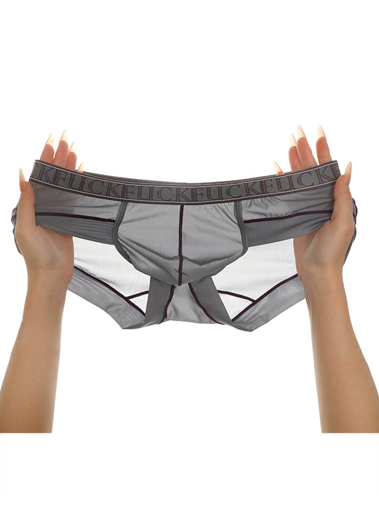 2 Pack Men's Ice-Silk Stretch Sports Briefs with 3D Pouch