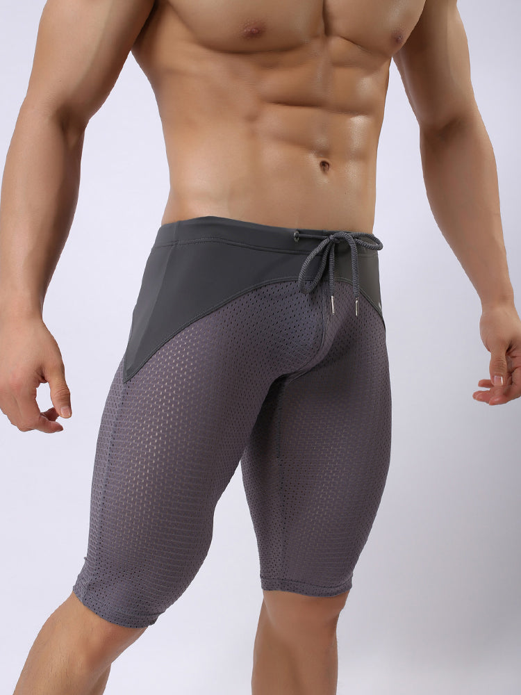 Men’s Athletic Compression Tight Shorts with Drawstring