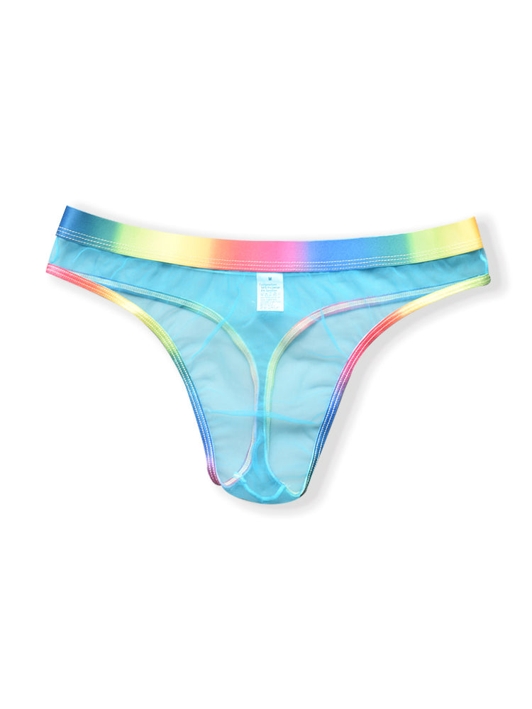 3-pack Men's Rainbow Trim Sheer Mesh Thong