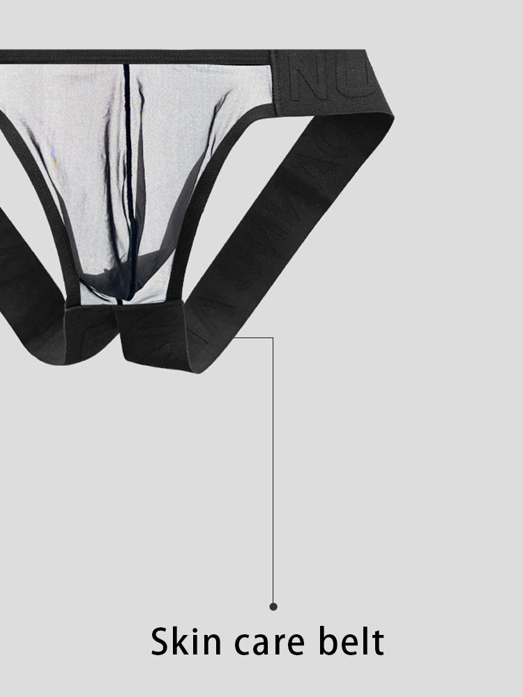 2 Pack Men's Sheer No-Waistband Jockstrap with Textured Pattern