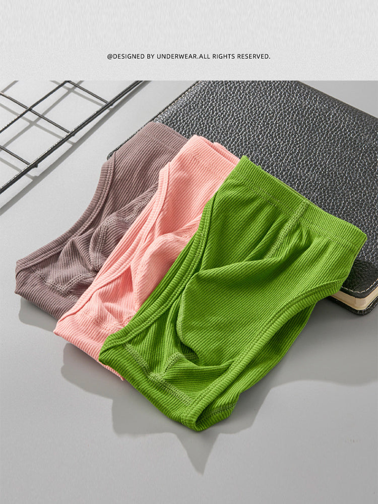 2 Pack Men's Solid Color Low Rise Sweat-Absorbent Large U-Shaped Small Pocket Briefs