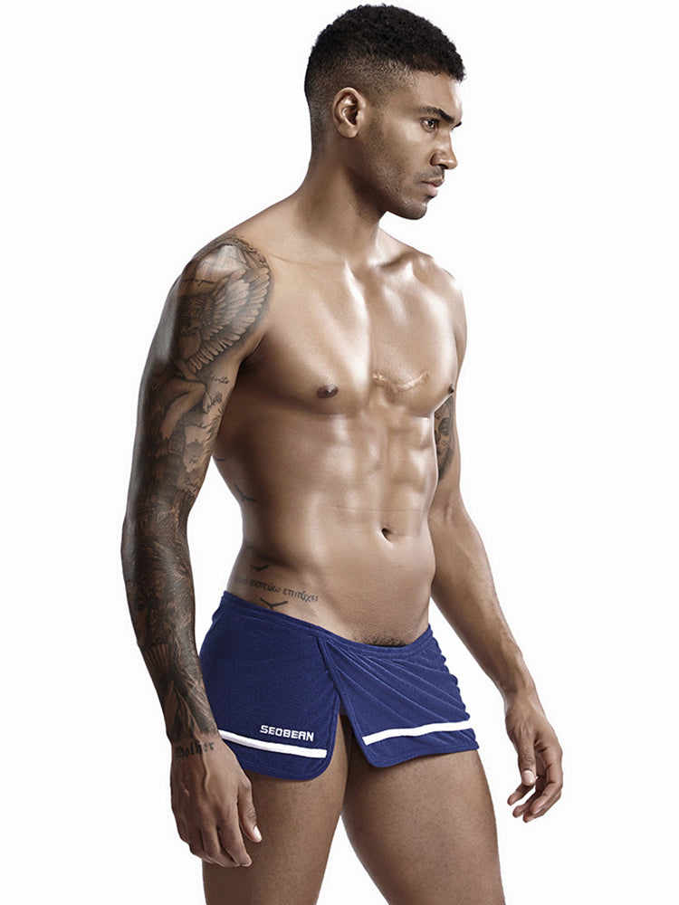 Men's Stylish Homewear Cotton Toweling Side Slit Shorts