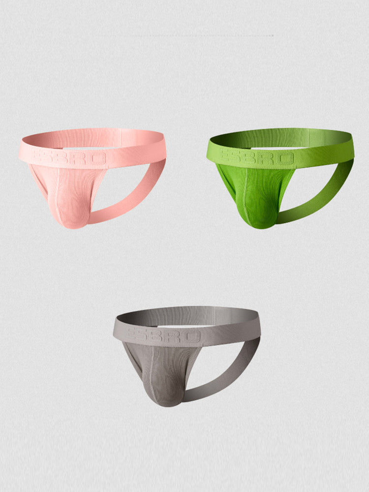 2 Pack Men's Ribbed U-Pouch Sexy Jockstrap