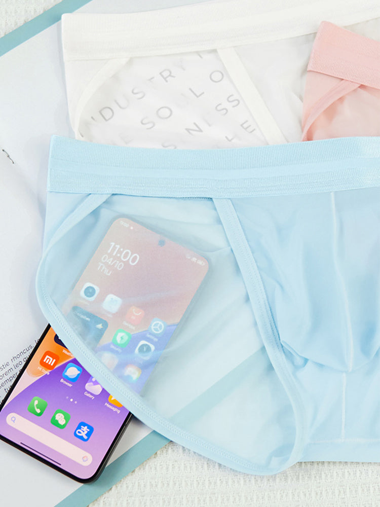 2 Pack Men's Ultra-Soft Ice Silk Quick-Dry Smooth Cooling Briefs