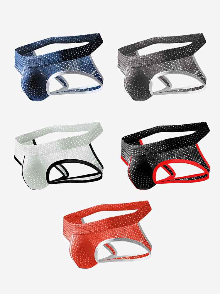 3 Pack Men's Breathable Mesh Ice Silk Sexy Stretch Fit Jockstrap
